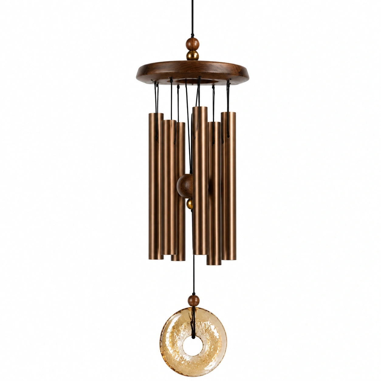 Windspiel 90 cm aus Metall und Holz in Bronze Braun für Innenbereich