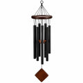 Windspiel 80 cm Holz Metall Schwarz Braun Hängedekoration mit Klangröhren