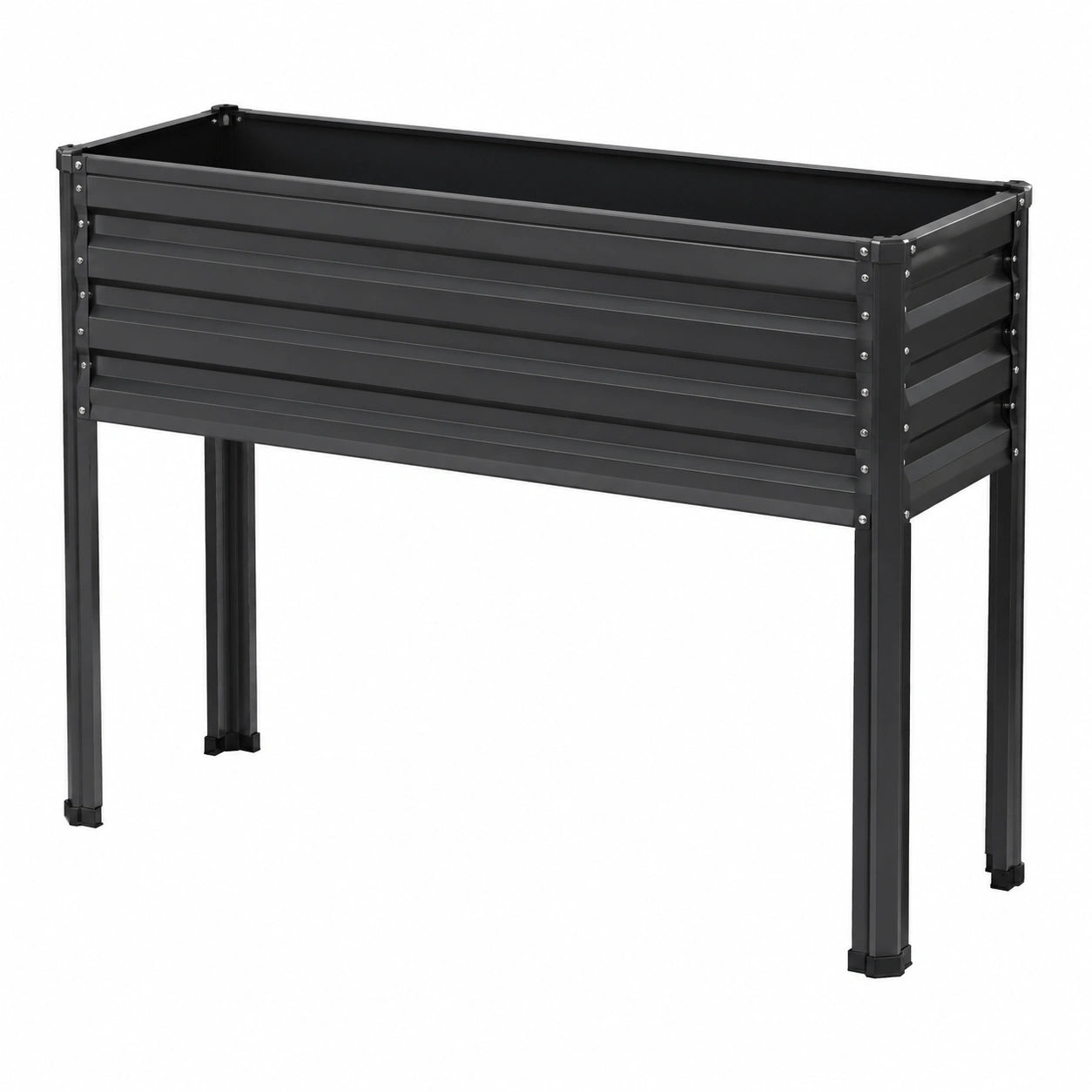Hochbeet 120 x 60 x 80 cm aus Metall Schwarz freistehend für Garten und Balkon