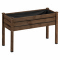 Hochbeet 120 x 60 x 80 cm aus Holz in Dunkelbraun mit Pflanzfolie für Garten und Balkon