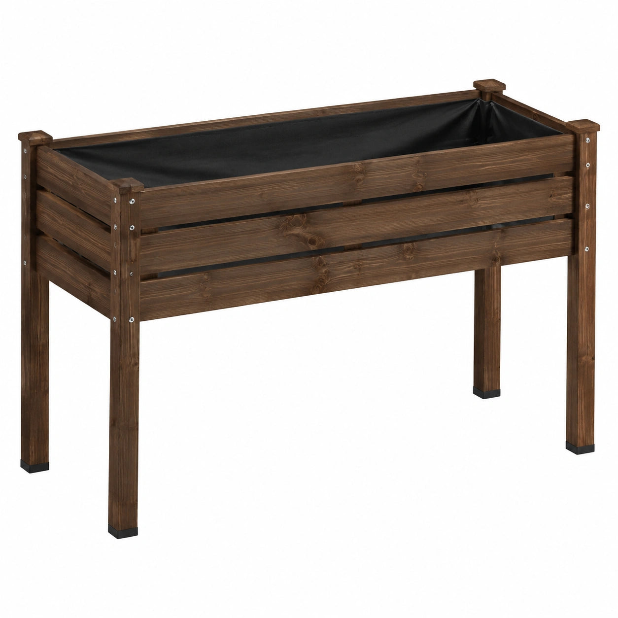 Hochbeet 120 x 60 x 80 cm aus Holz in Dunkelbraun mit Pflanzfolie für Garten und Balkon