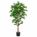 Kunstbaum Ficus 180 cm mit Kunststoffblättern Grün für Innenräume