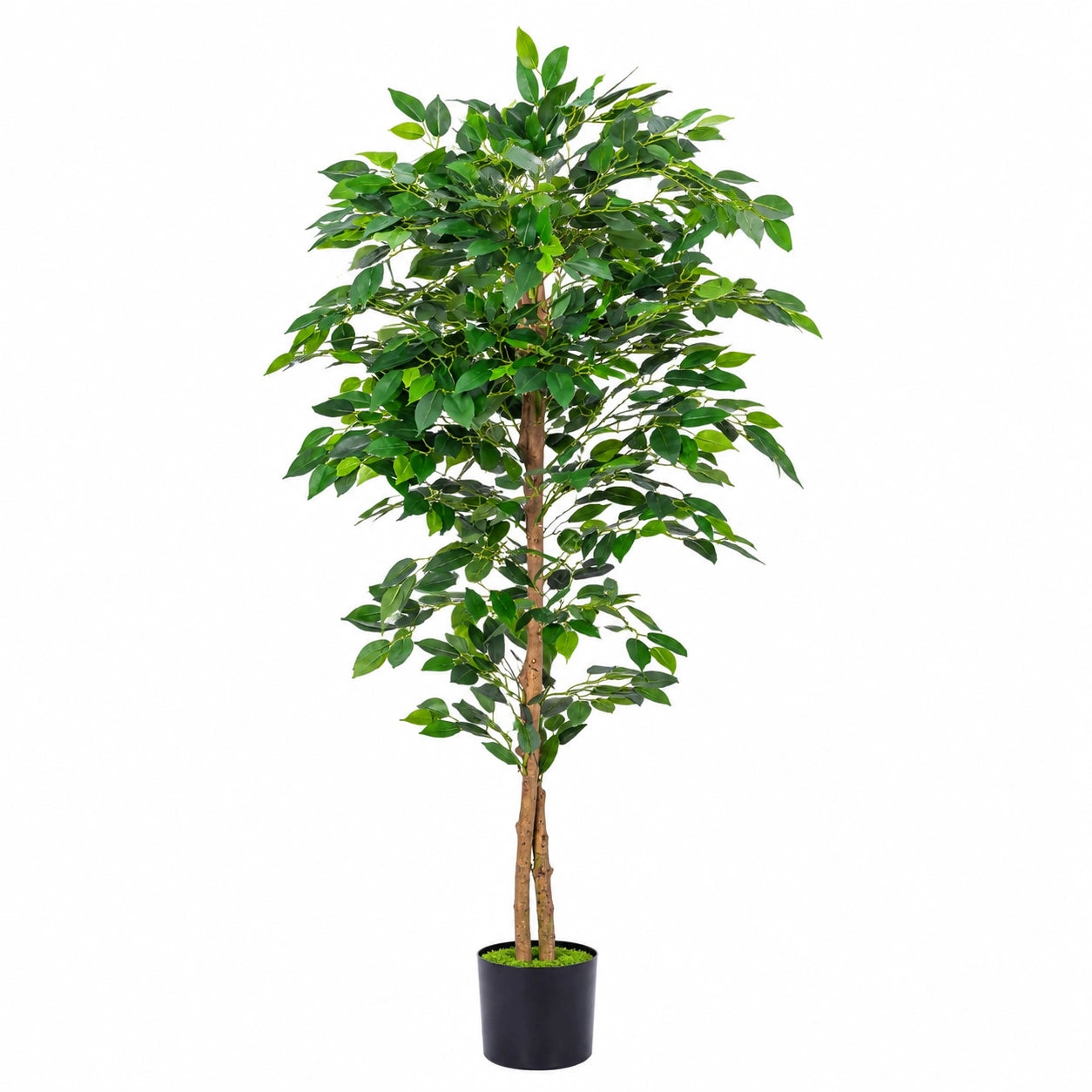 Kunstbaum Ficus 180 cm mit Kunststoffblättern Grün für Innenräume