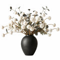 Künstliche Topfpflanze 110 cm Kunststoff Weiß Grün mit schwarzer Vase für Innenräume