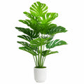 Künstliche Grünpflanze Monstera im Topf 150 cm Kunststoff Grün Weiß für Innenräume