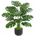 Künstliche Monstera Topfpflanze 150 cm aus Kunststoff Grün mit schwarzem Pflanztopf
