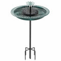 Solar Vogelbad Ø 50 cm Metall Kunststoff Grün Schwarz mit Fontäne für Garten