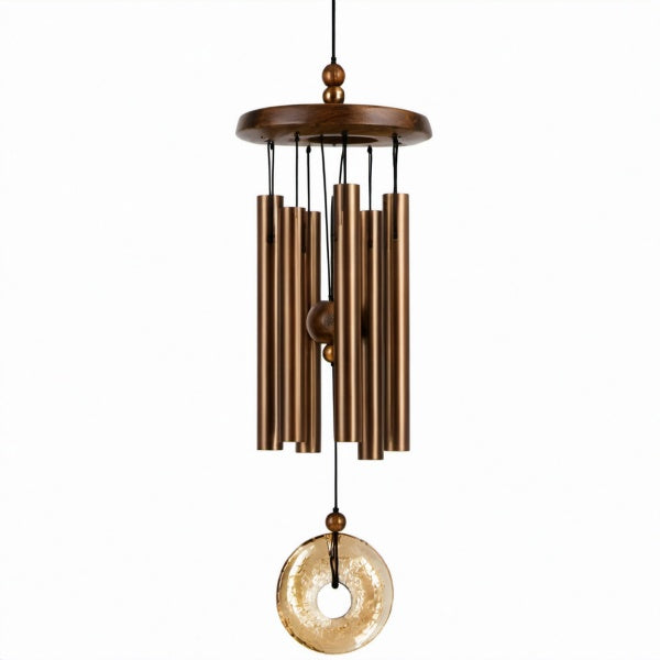 Windspiel 90 cm aus Metall und Holz in Bronze Braun für Innenbereich