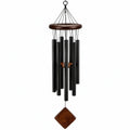 Windspiel 80 cm Holz Metall Schwarz Braun Hängedekoration mit Klangröhren