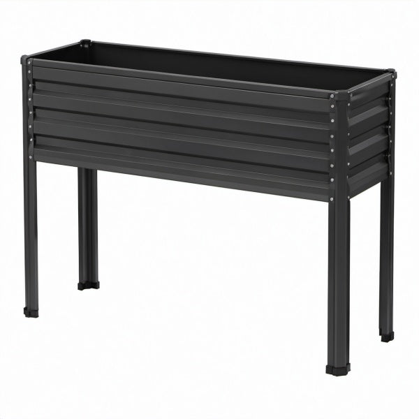 Hochbeet 120 x 60 x 80 cm aus Metall Schwarz freistehend für Garten und Balkon