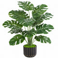 Künstliche Monstera Topfpflanze 150 cm aus Kunststoff Grün mit schwarzem Pflanztopf