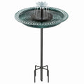 Solar Vogelbad Ø 50 cm Metall Kunststoff Grün Schwarz mit Fontäne für Garten